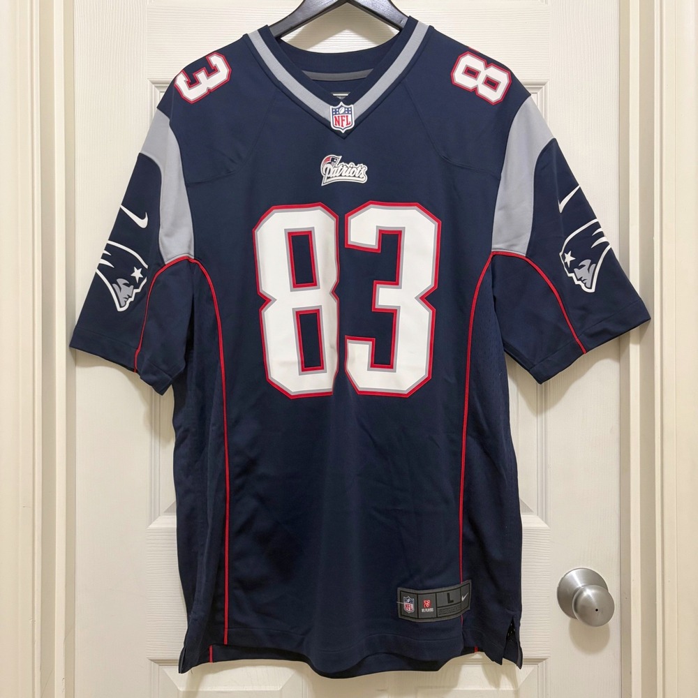 Nike On Field Wes Welker Football Jersey Mens Large New England Patriots 83 NFL